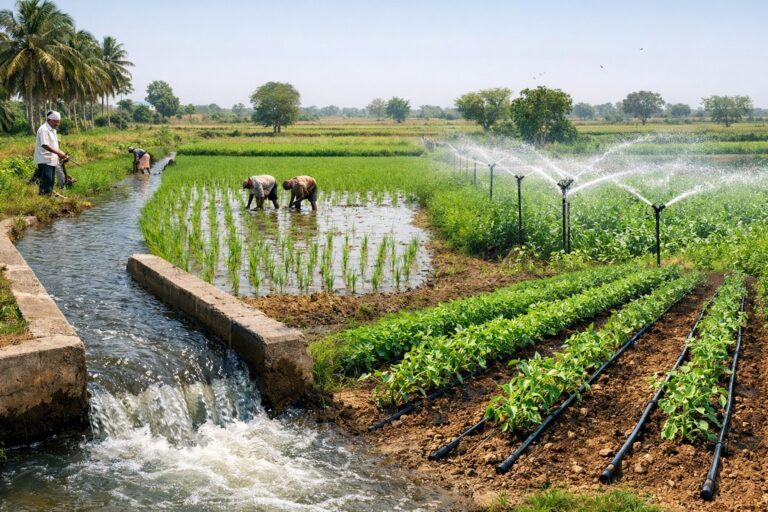 Different types of irrigation methods used in Indian agriculture
